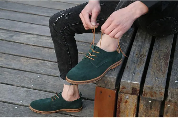 Men Casual Leather Chaussure Homme Shoes Green