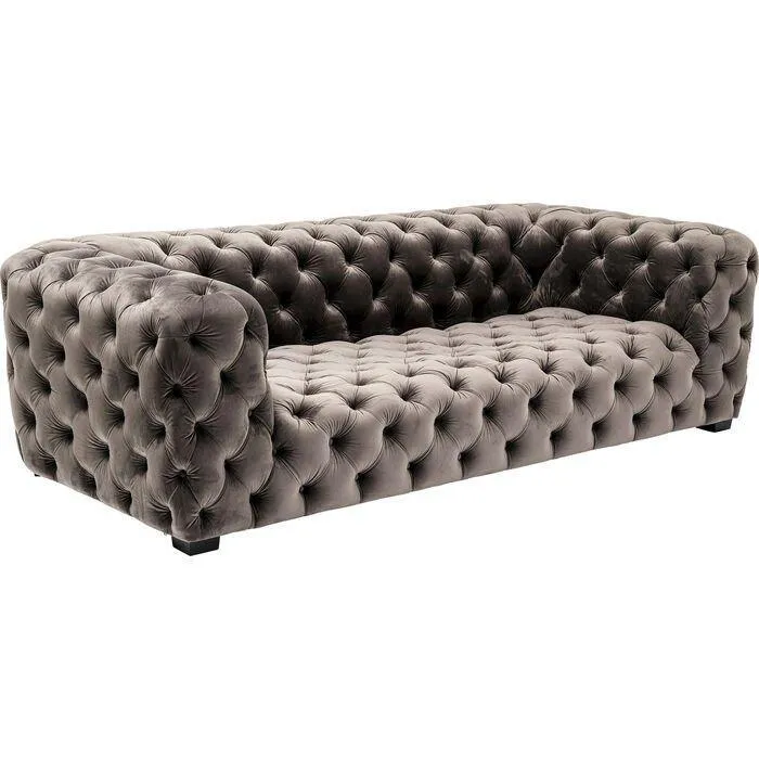 Metropol Grey Velvet 3 Seater Sofa