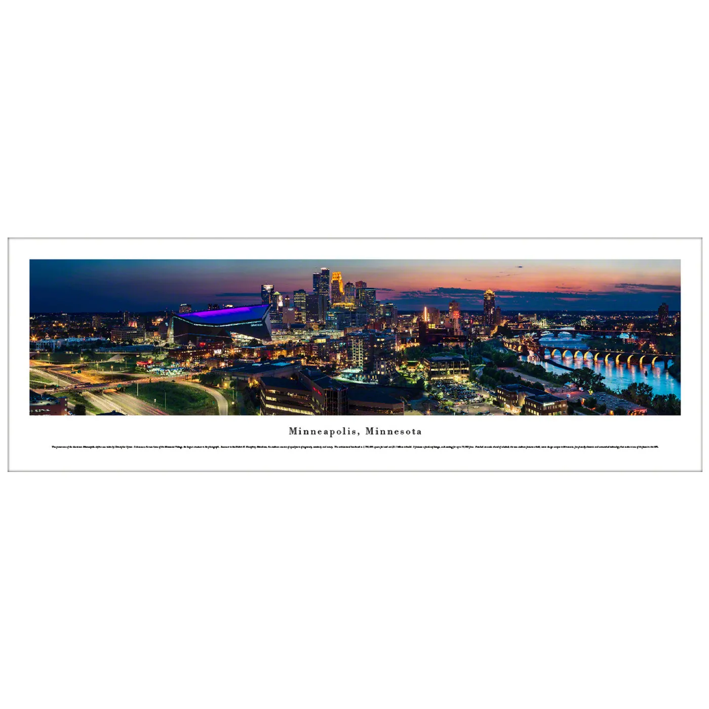 Minneapolis, Minnesota Twilight Skyline Panoramic Picture (In-Store Pickup)