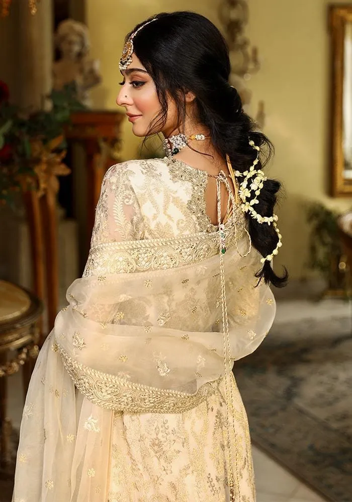 Nilofer Shahid - Ivory flora - Chiffon Peshwas - 2 Piece