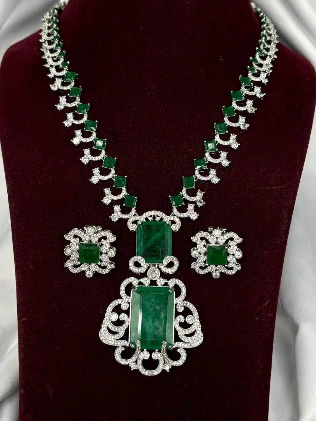 Nita Ambani Inspired Doublet Emerald Long Necklace