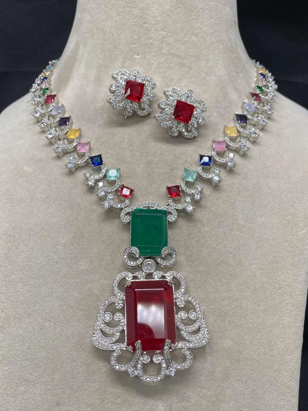 Nita Ambani Inspired Doublet Emerald Long Necklace