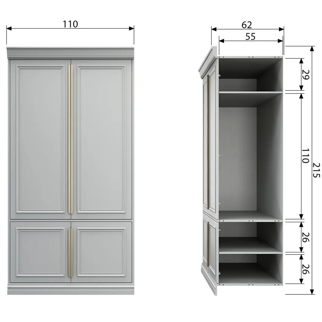 Organize Mist Pine Wood Wardrobe