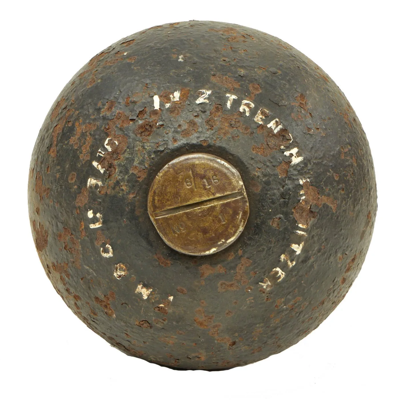 Original British WWI 2 inch Medium Trench Mortar "Toffee Apple" Bomb Projectile - Inert