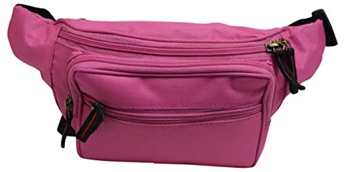 Pink Nylon Waist Fanny Pack Belt Bag Pouch Travel Hiking Camping Hip Purse Men Women