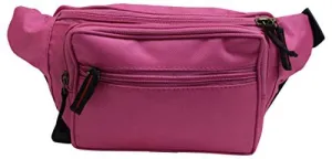 Pink Nylon Waist Fanny Pack Belt Bag Pouch Travel Hiking Camping Hip Purse Men Women