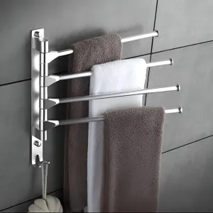 Plantex Aluminium 4-Arm Bathroom Swing Hanger Towel Rack/Holder for Bathroom/Towel Stand/Bathroom Accessories(Silver)