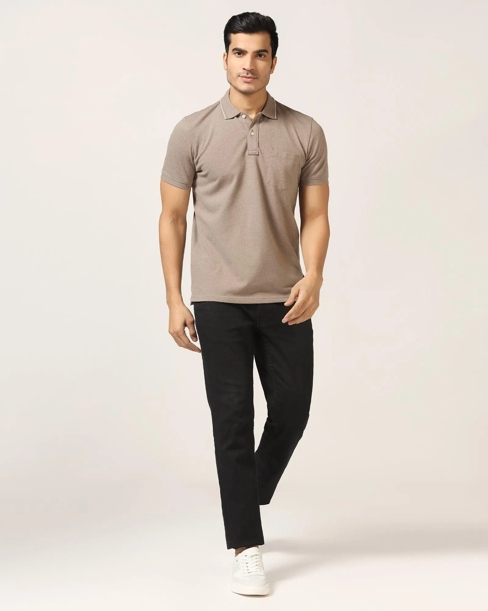 Polo Brown Melange Solid T-Shirt - Alec