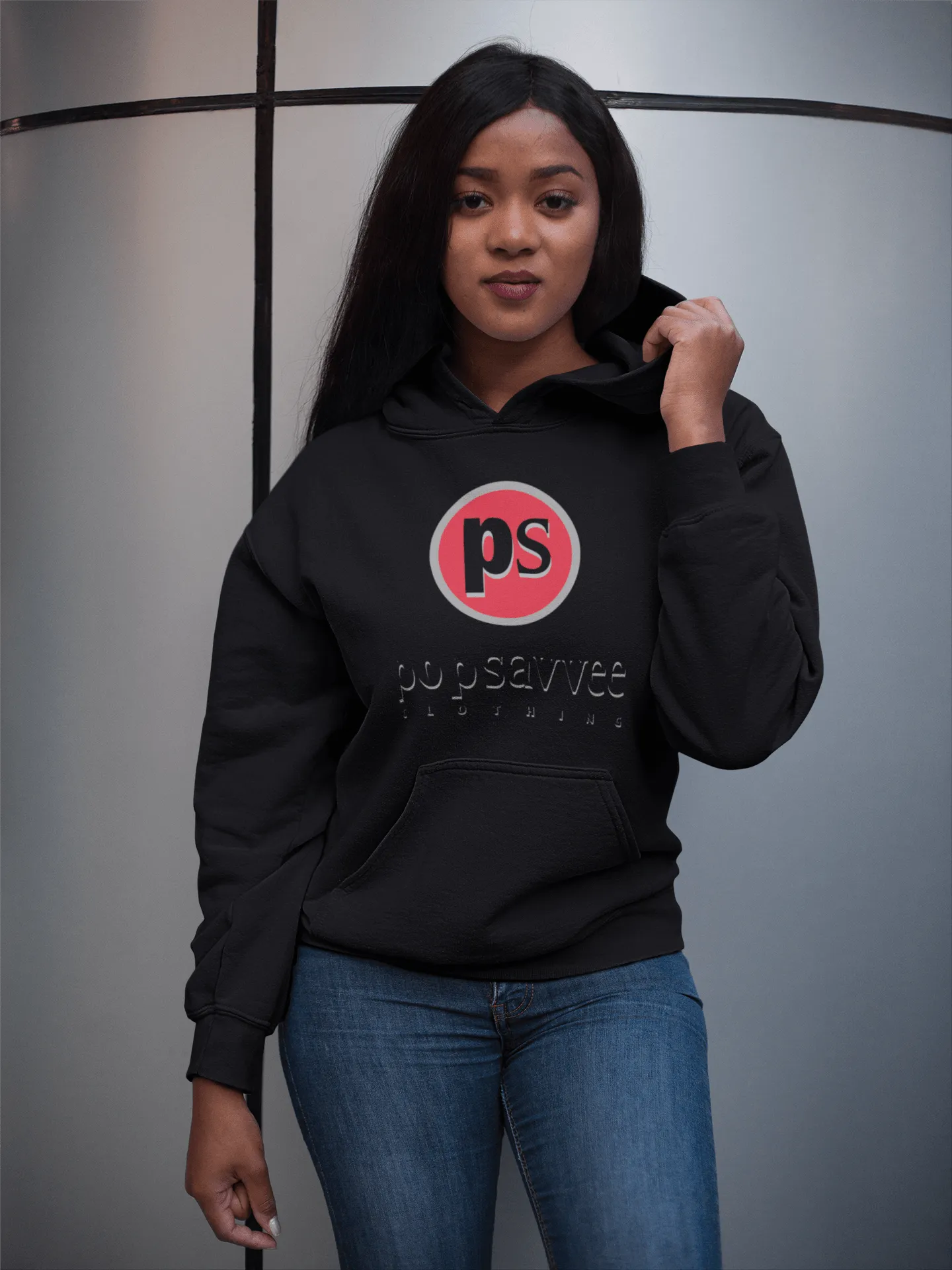 Pullover Style Graphic Hoodie w/ Red “Pop Savvee Clothing” Logo