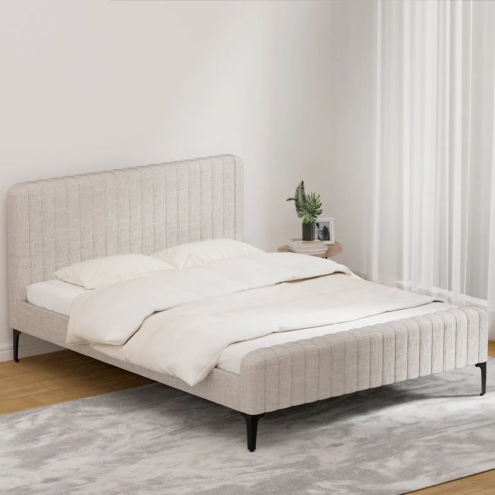 Queen Package | Burleigh Bed Frame Beige & Bonita Pillow Top Mattress (Medium Firm)