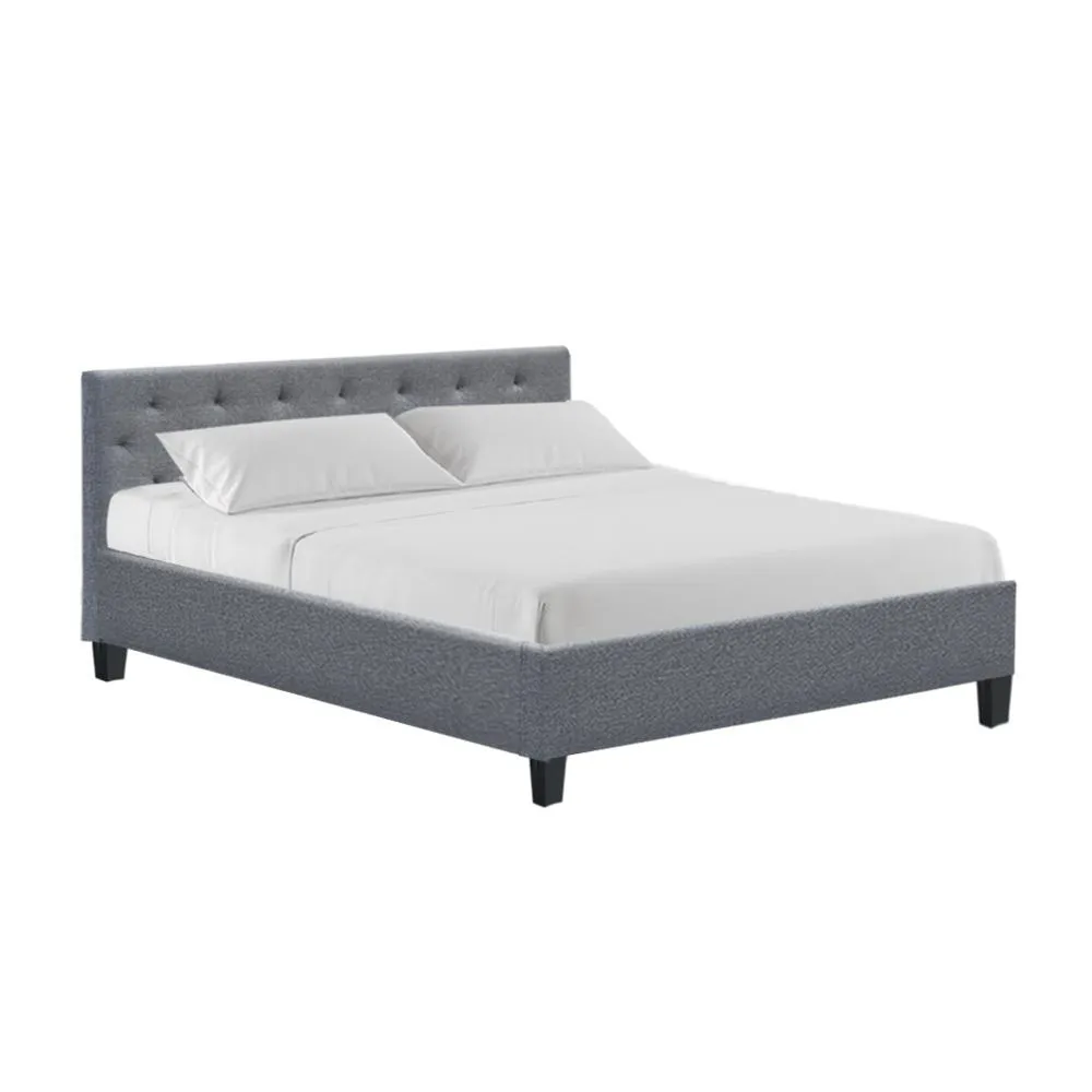 Queen Package | Hyams Bed Frame Grey & Bonita Euro Top Mattress (Medium Firm)