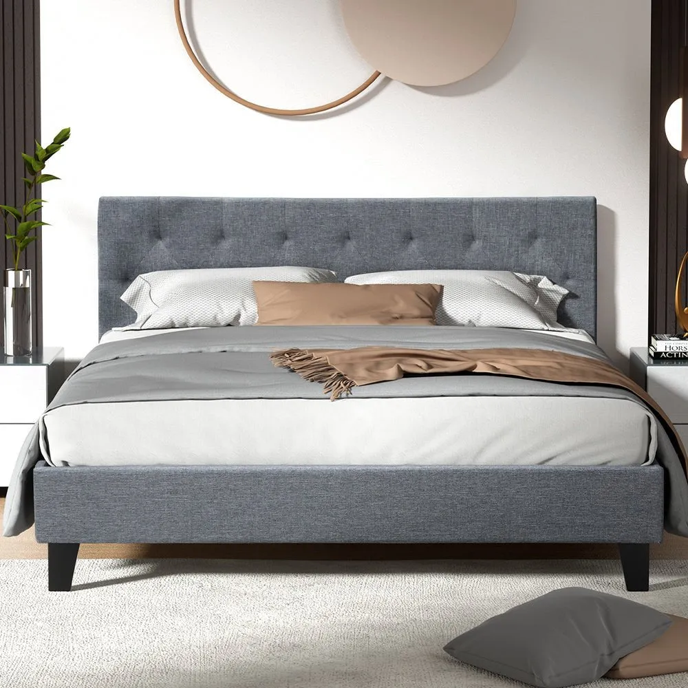 Queen Package | Hyams Bed Frame Grey & Bonita Euro Top Mattress (Medium Firm)