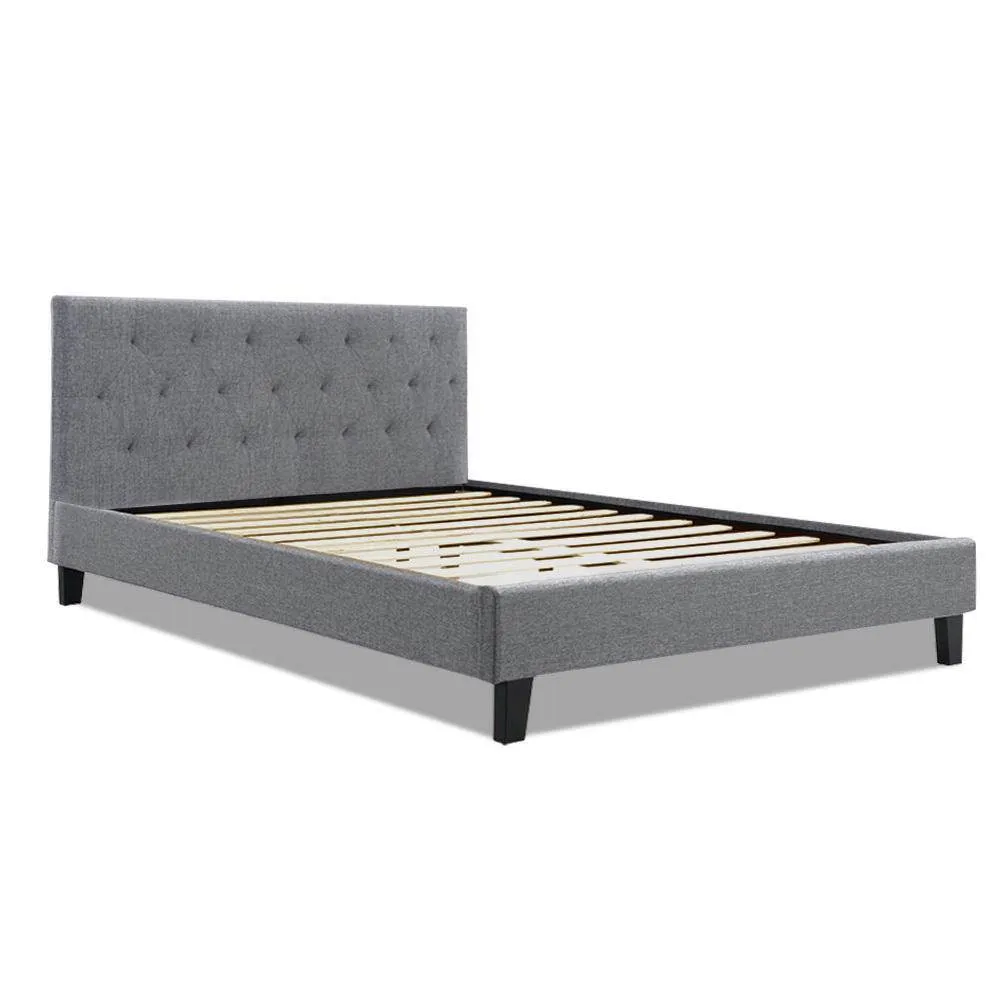 Queen Package | Hyams Bed Frame Grey & Bonita Euro Top Mattress (Medium Firm)