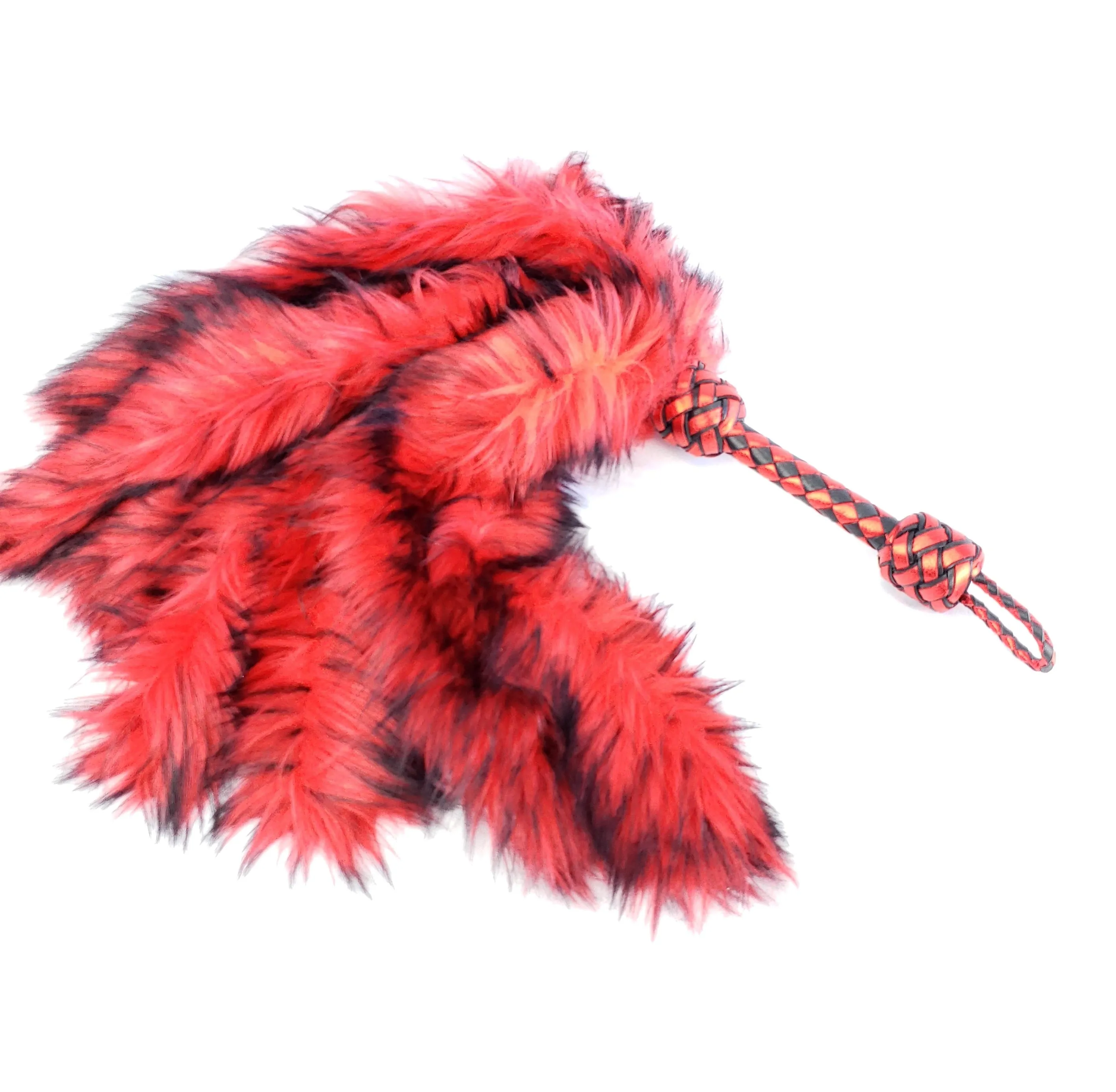 Red and Black Fluffinator flogger- In Stock