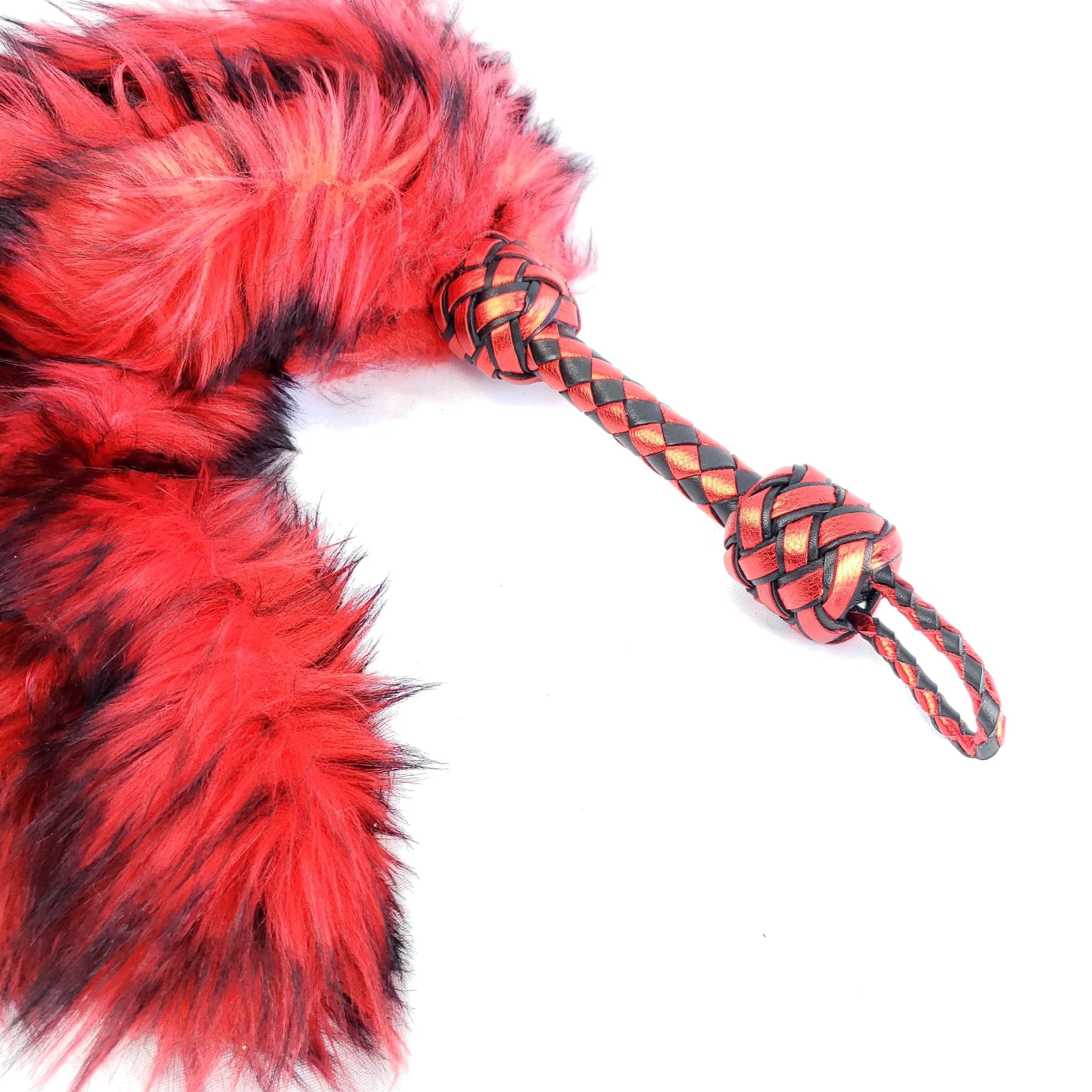 Red and Black Fluffinator flogger- In Stock