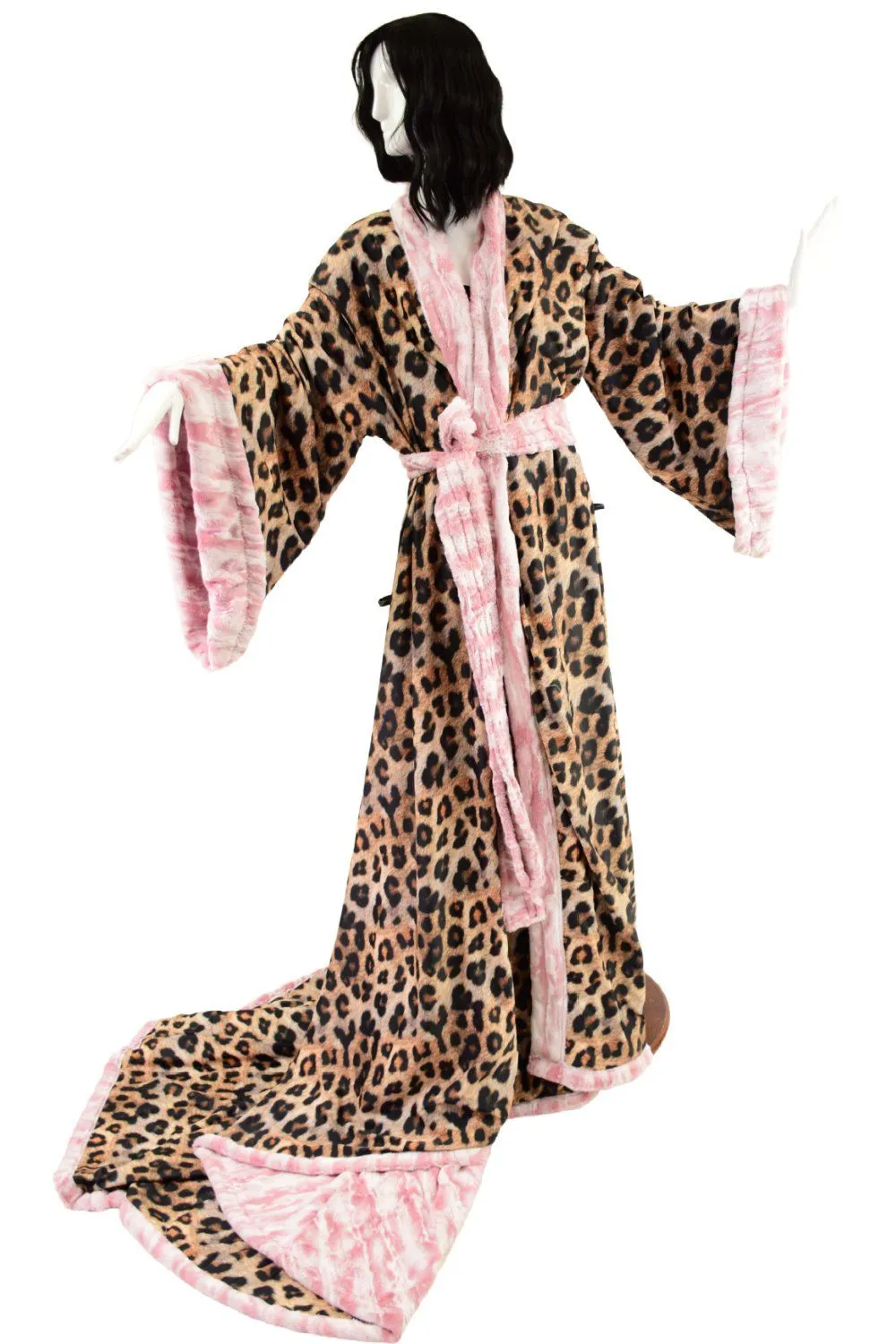 Reversible Minky Faux Fur Puddle Train Robe with Belt