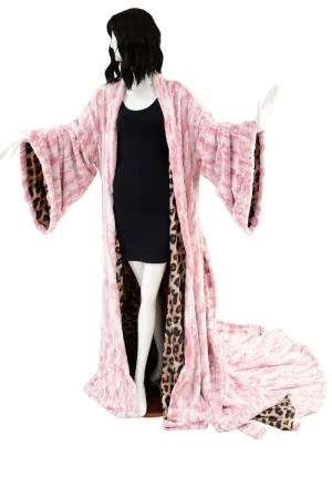 Reversible Minky Faux Fur Puddle Train Robe with Belt