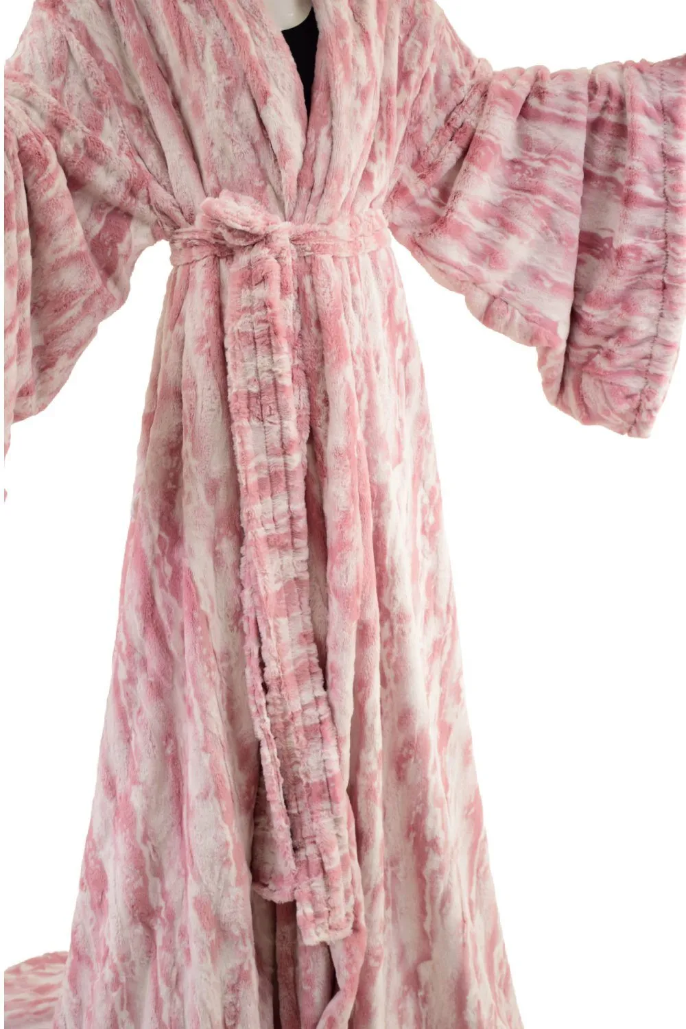 Reversible Minky Faux Fur Puddle Train Robe with Belt