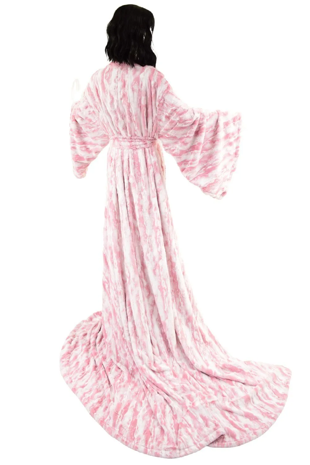 Reversible Minky Faux Fur Puddle Train Robe with Belt