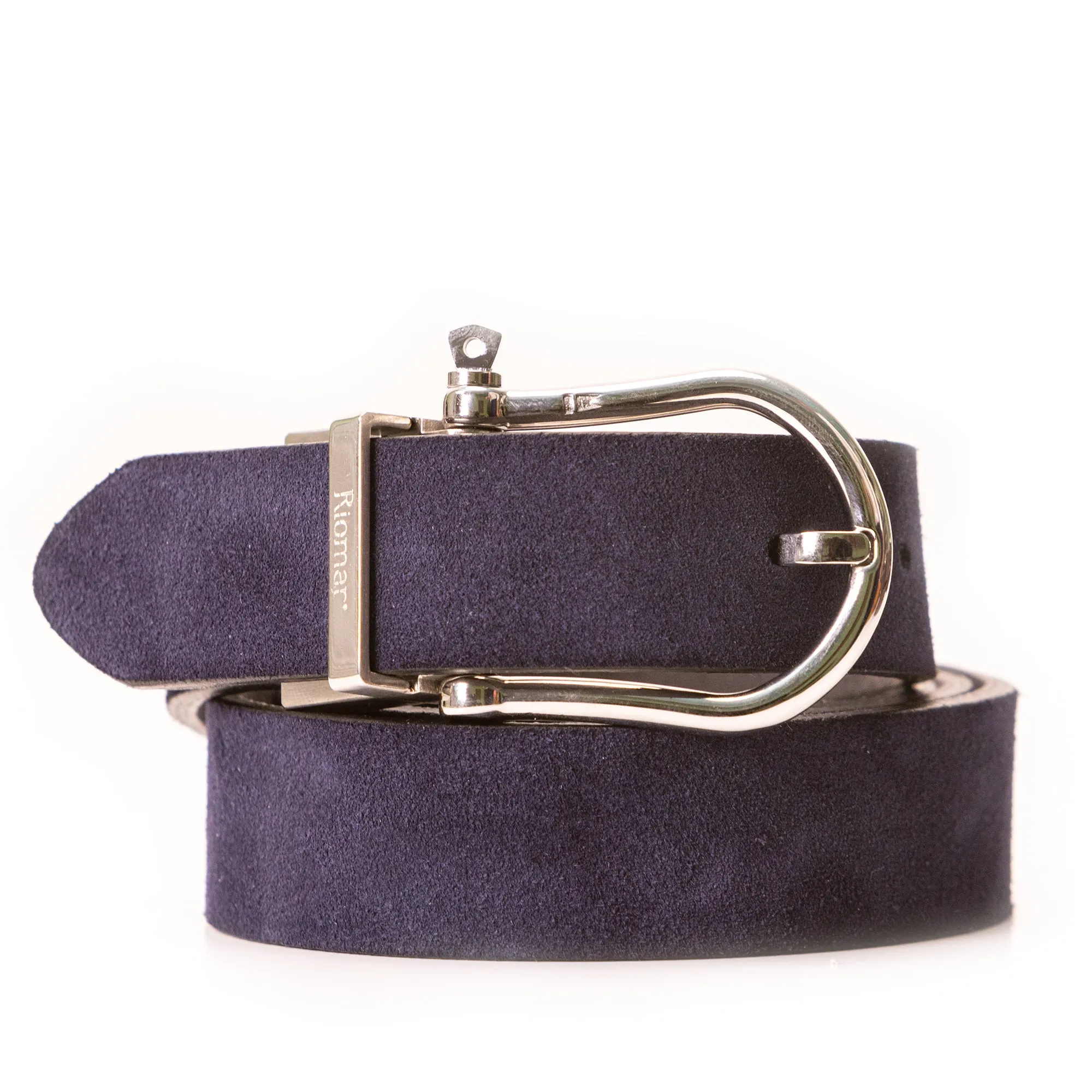 Riomar Reversible Belt: Stingray Grey / Navy Suede