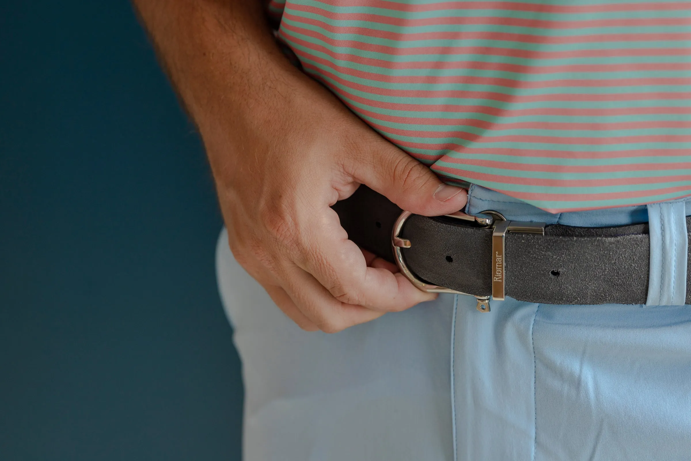 Riomar Reversible Belt: Stingray Grey / Navy Suede