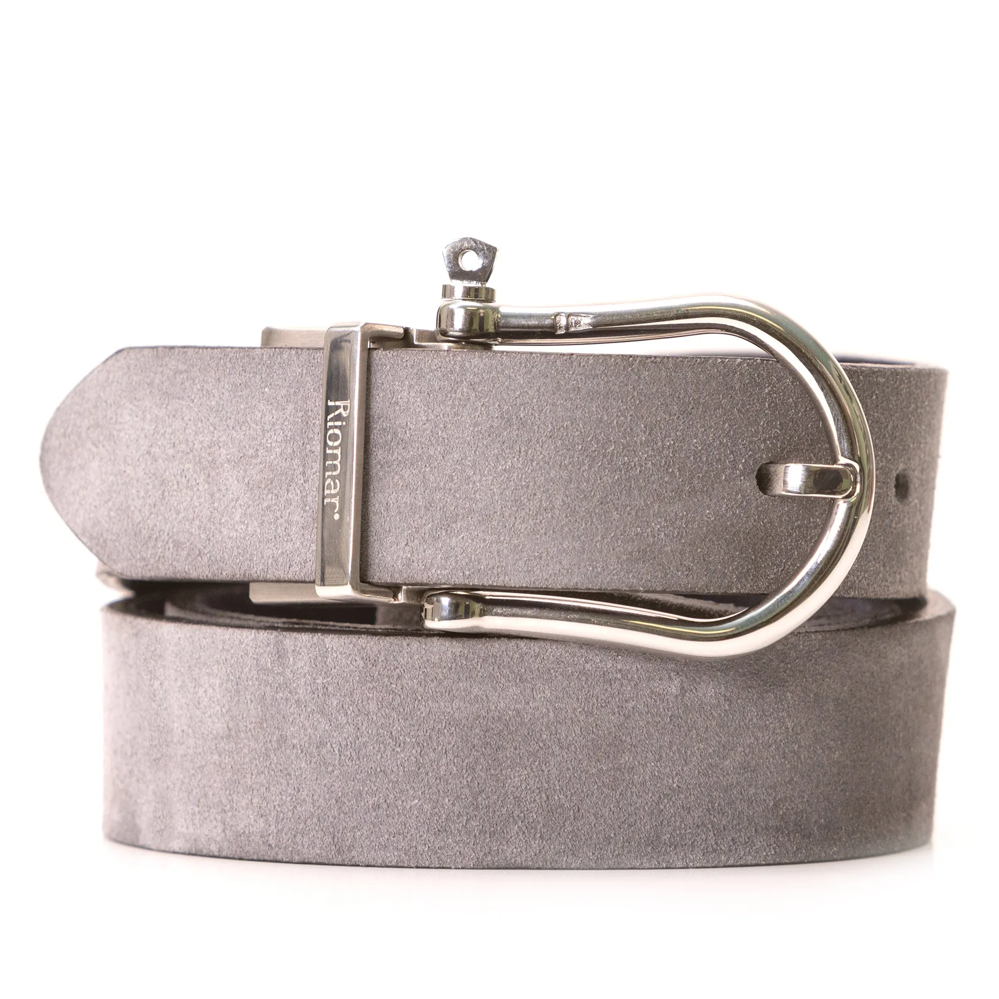 Riomar Reversible Belt: Stingray Grey / Navy Suede