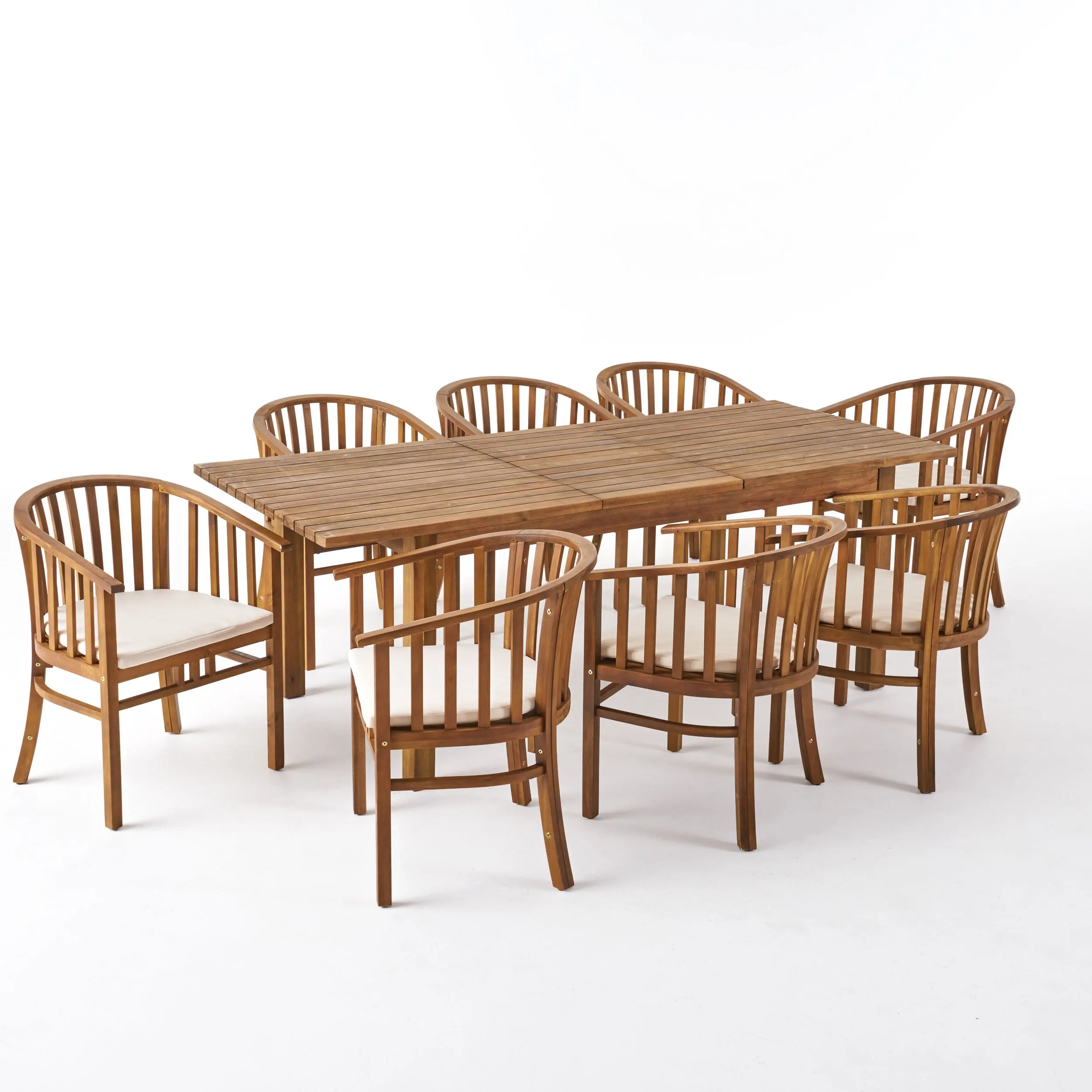 Rosin Outdoor Expandable 8 Seater Acacia Wood Dining Set