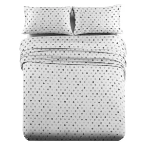 Royal Tradition Heavyweight Flannel, 100-Percent Cotton King 4PC Bed Sheets Set, Polka Dots Print, 170 GSM