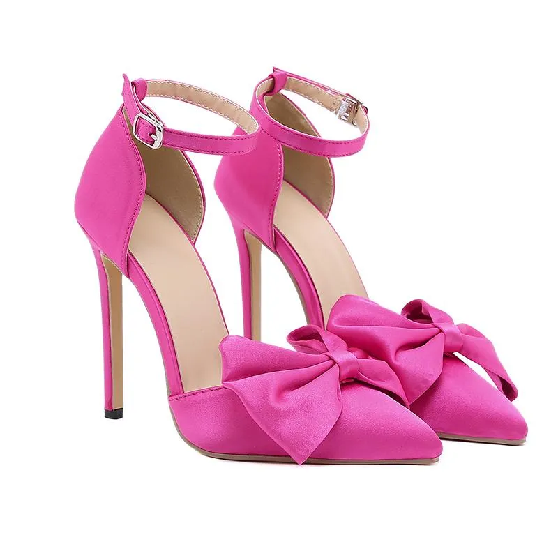 Satin Material Bow High Heels