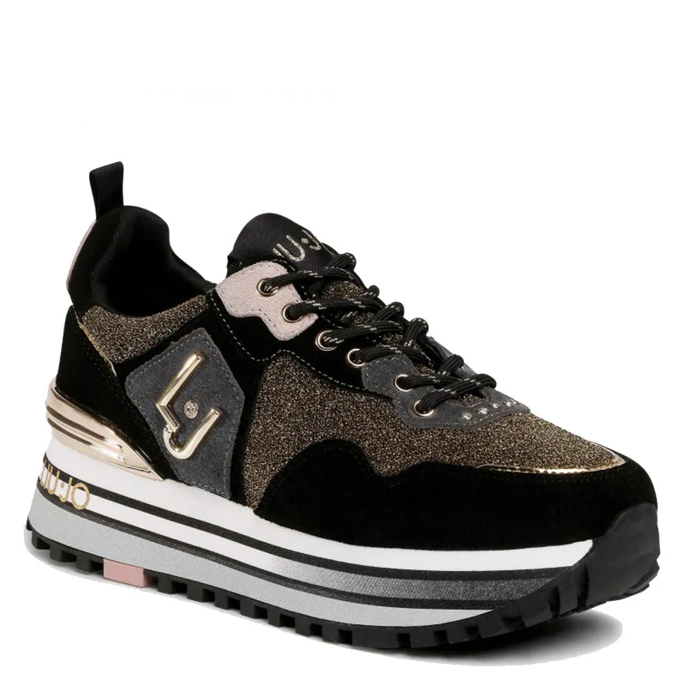 Scarpe Donna LIU JO Sneakers Platform in Suede e Lurex Nero