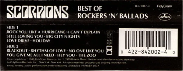 Scorpions - Best Of Rockers 'N' Ballads (Cass, Comp) (VG )