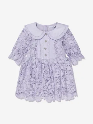 Self Portrait Girls Lace Mini Dress in Lilac