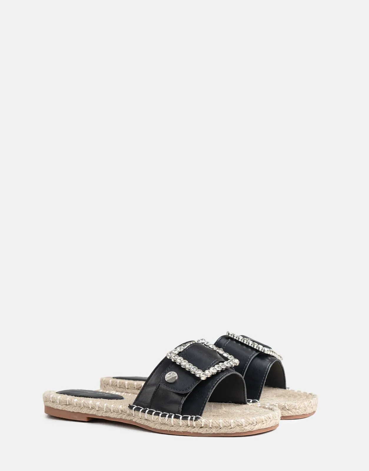 Sissy Boy Flat Espadrille Sandal Bling Buckle