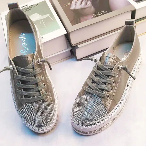 SKY leather crystal sneakers