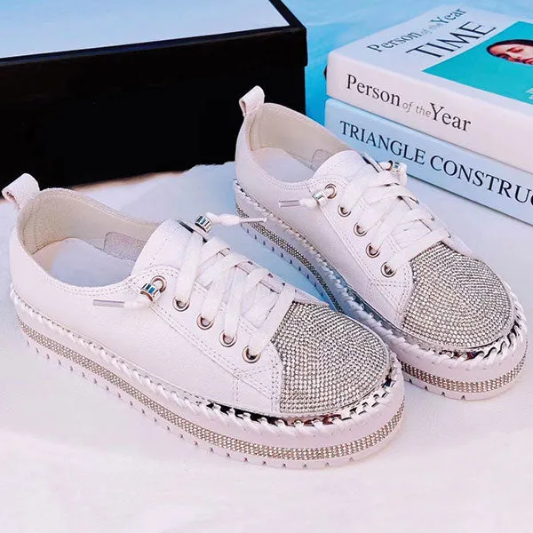 SKY leather crystal sneakers