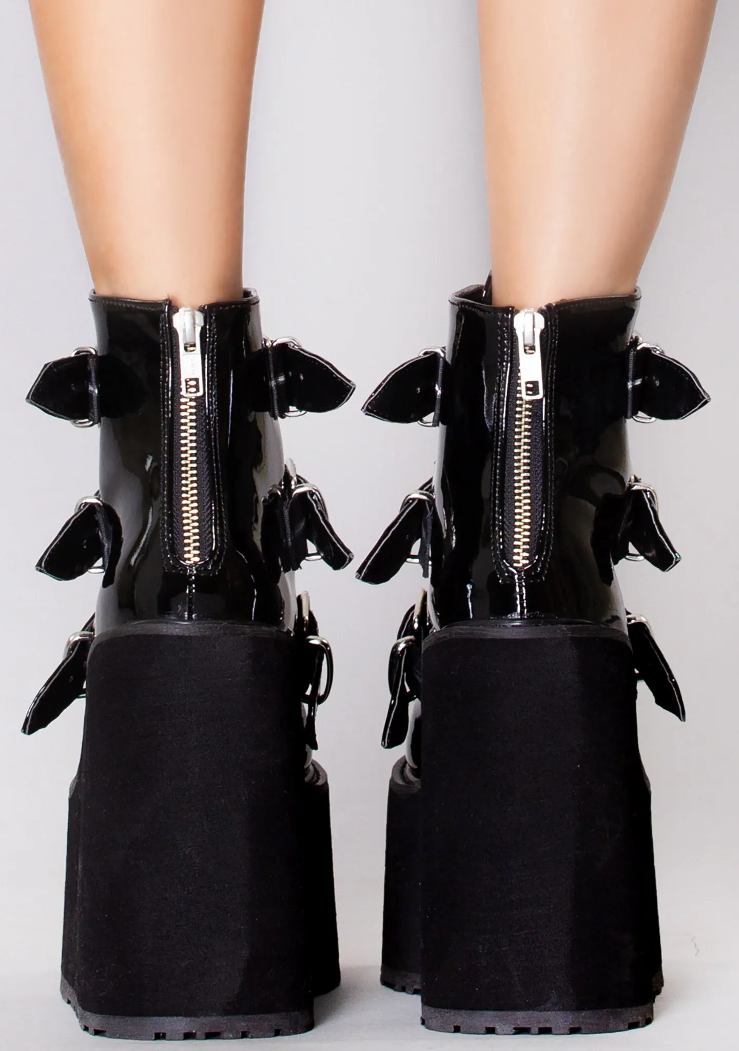 SWING 105 Dark Resistance Patent Black Platform Boots