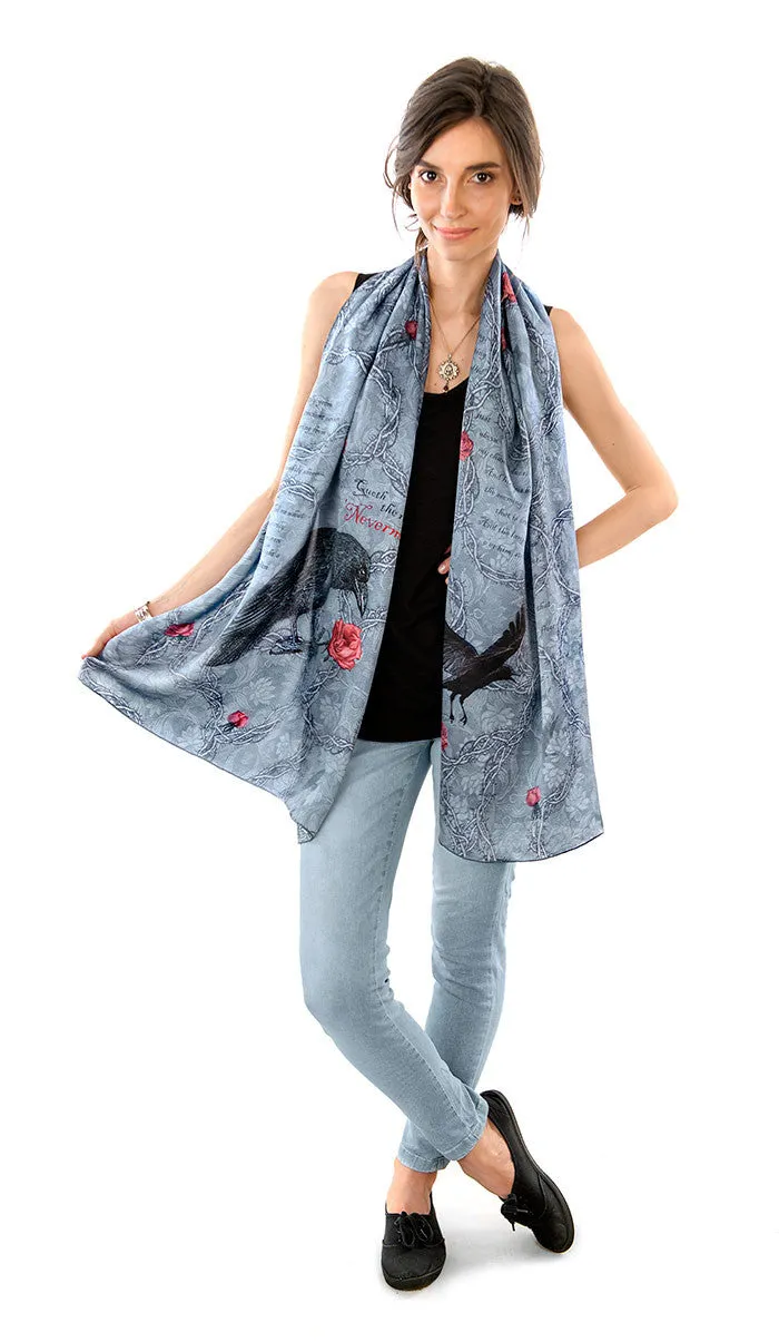 The Raven, pure silk-satin scarf wrap.