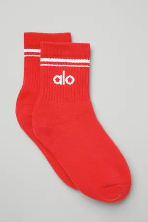 Unisex Half-Crew Throwback Sock - Red Hot Summer/White