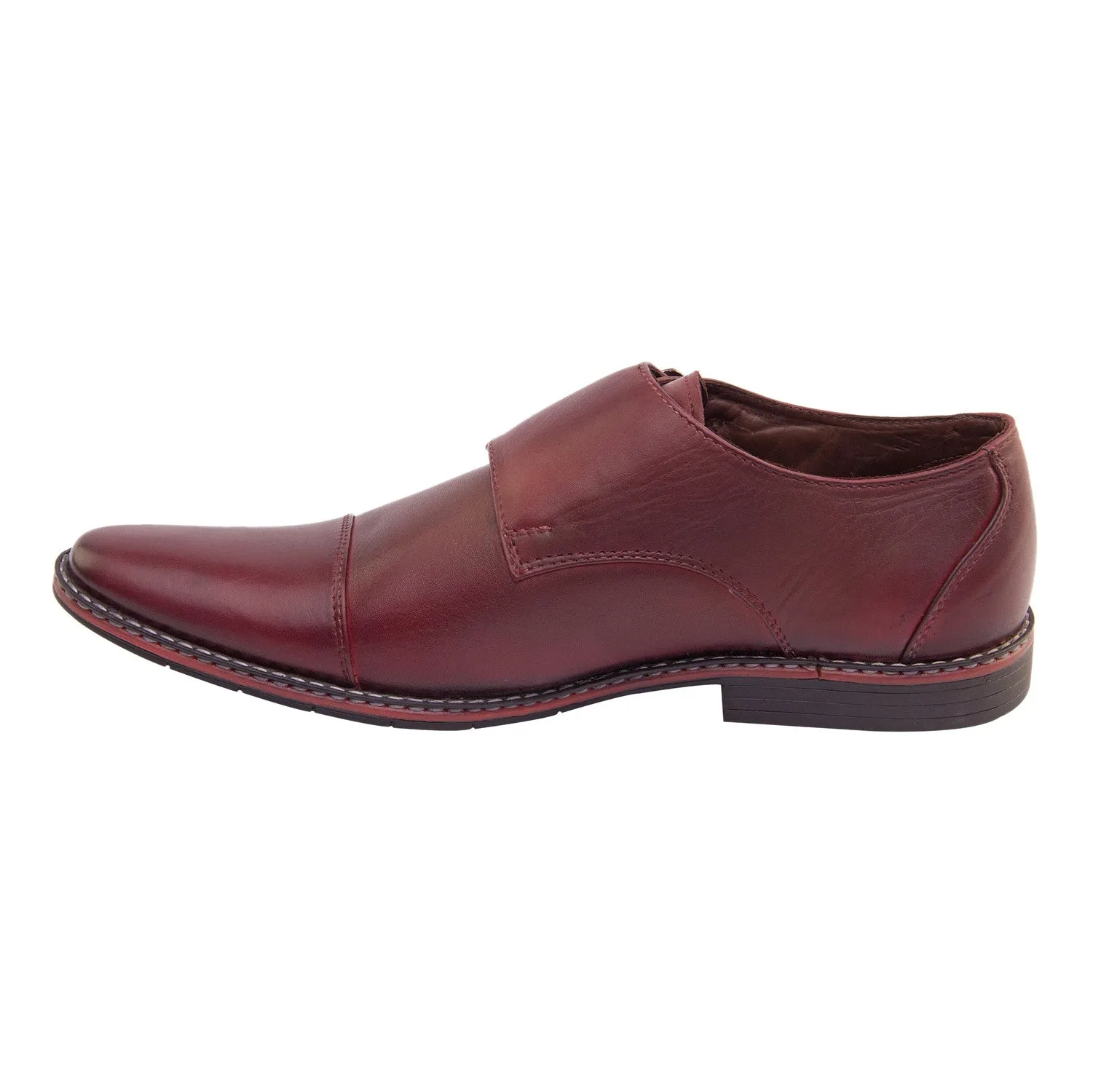 Vardhra Men 100% Genuine Leather - Double Monk Strap Shoes - Cherry