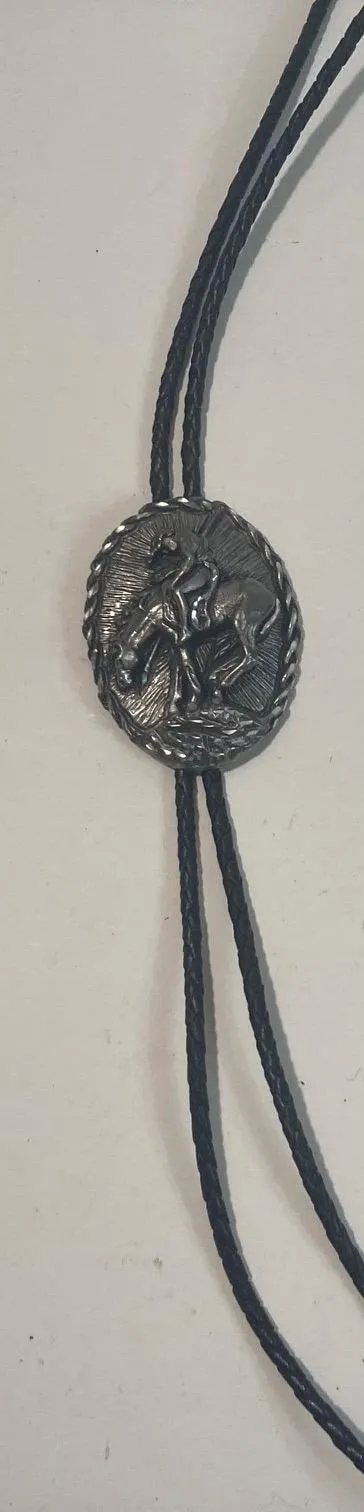 Vintage 1995 Metal Bolo Tie, Cowboy End Of The Trail, Big Size, 2 1/2" x 2", Nice Design, Quality, Heavy Duty, Country & Western