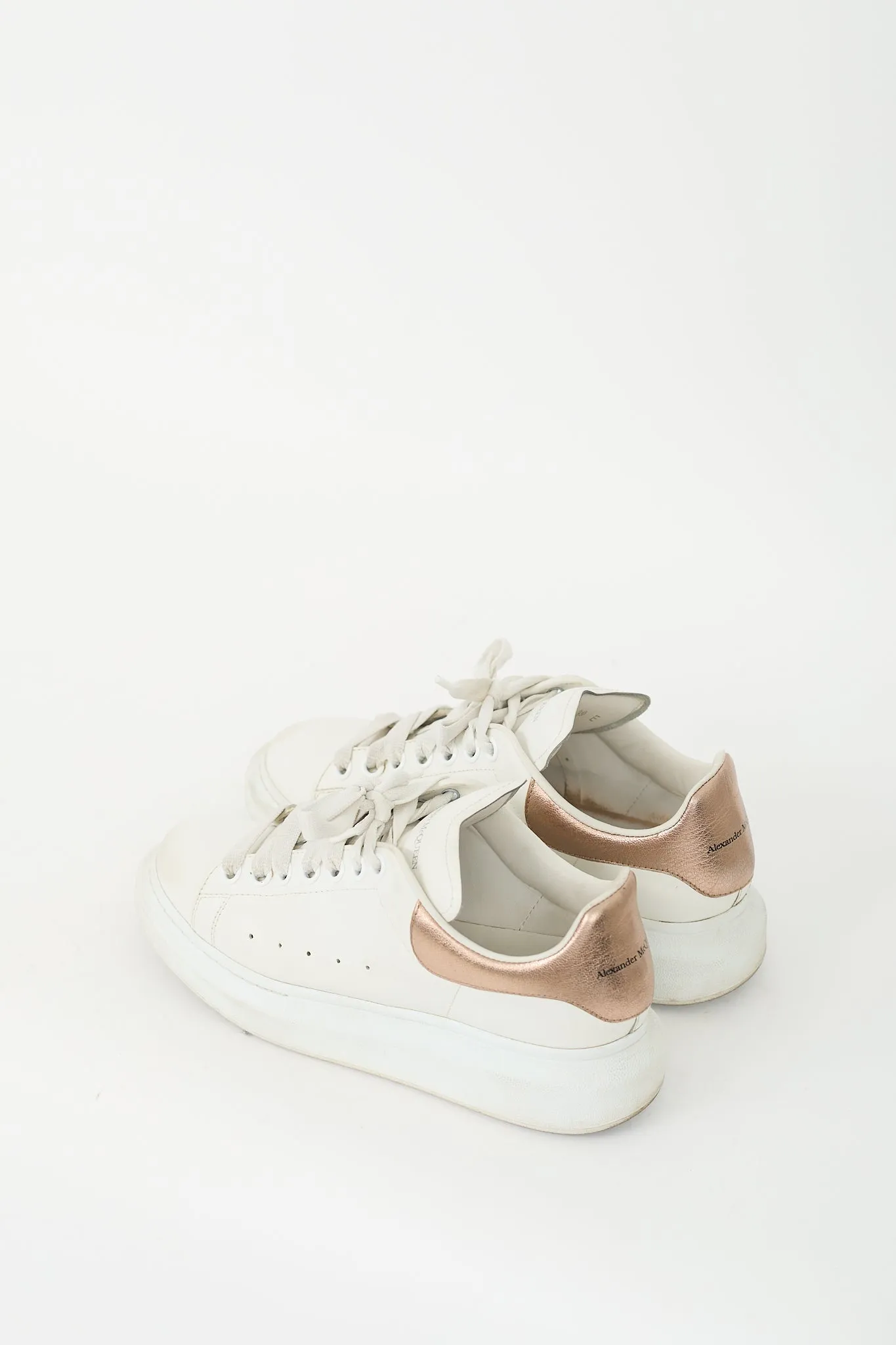 White & Bronze Leather Oversized Sneaker