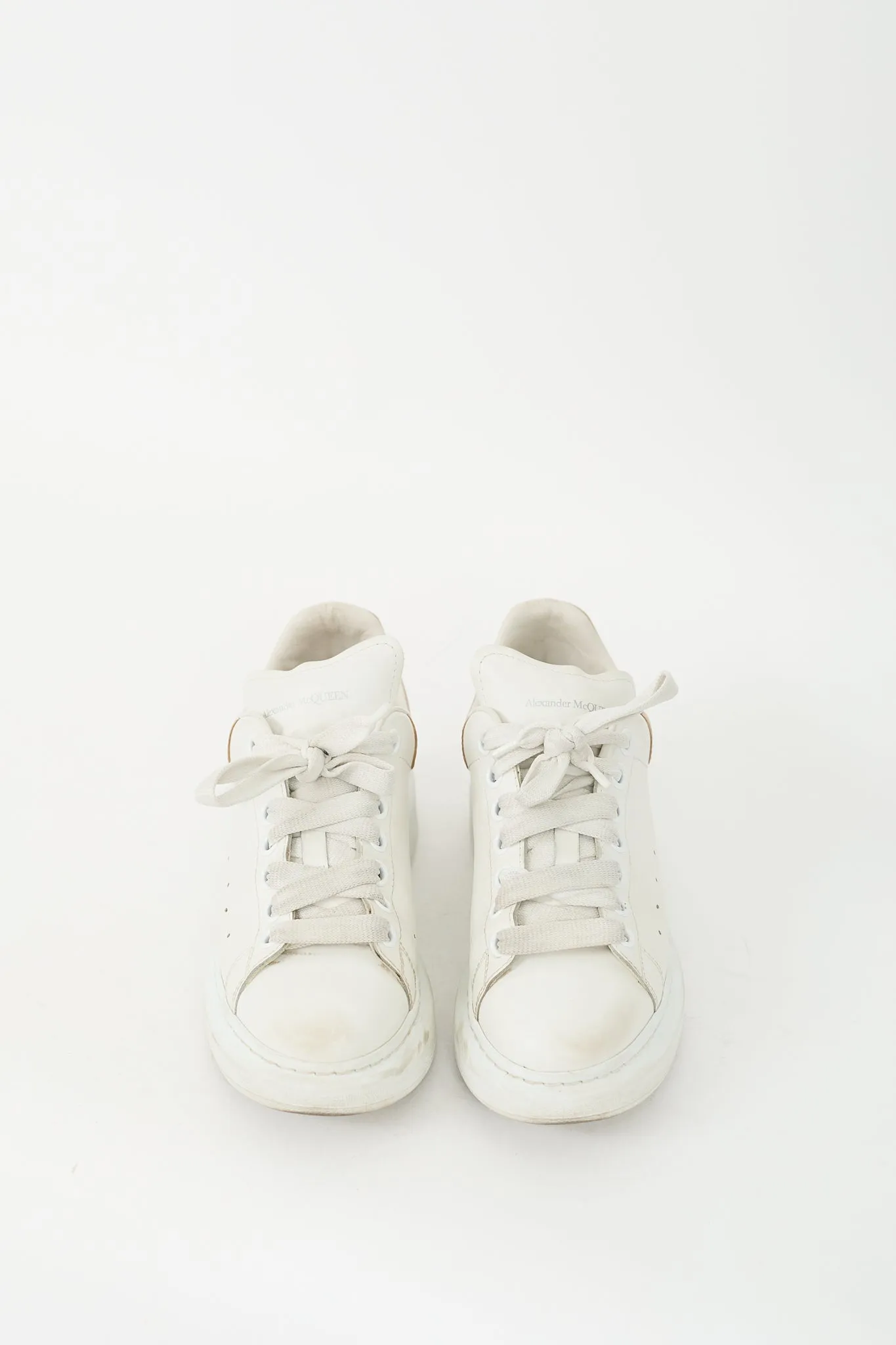 White & Bronze Leather Oversized Sneaker