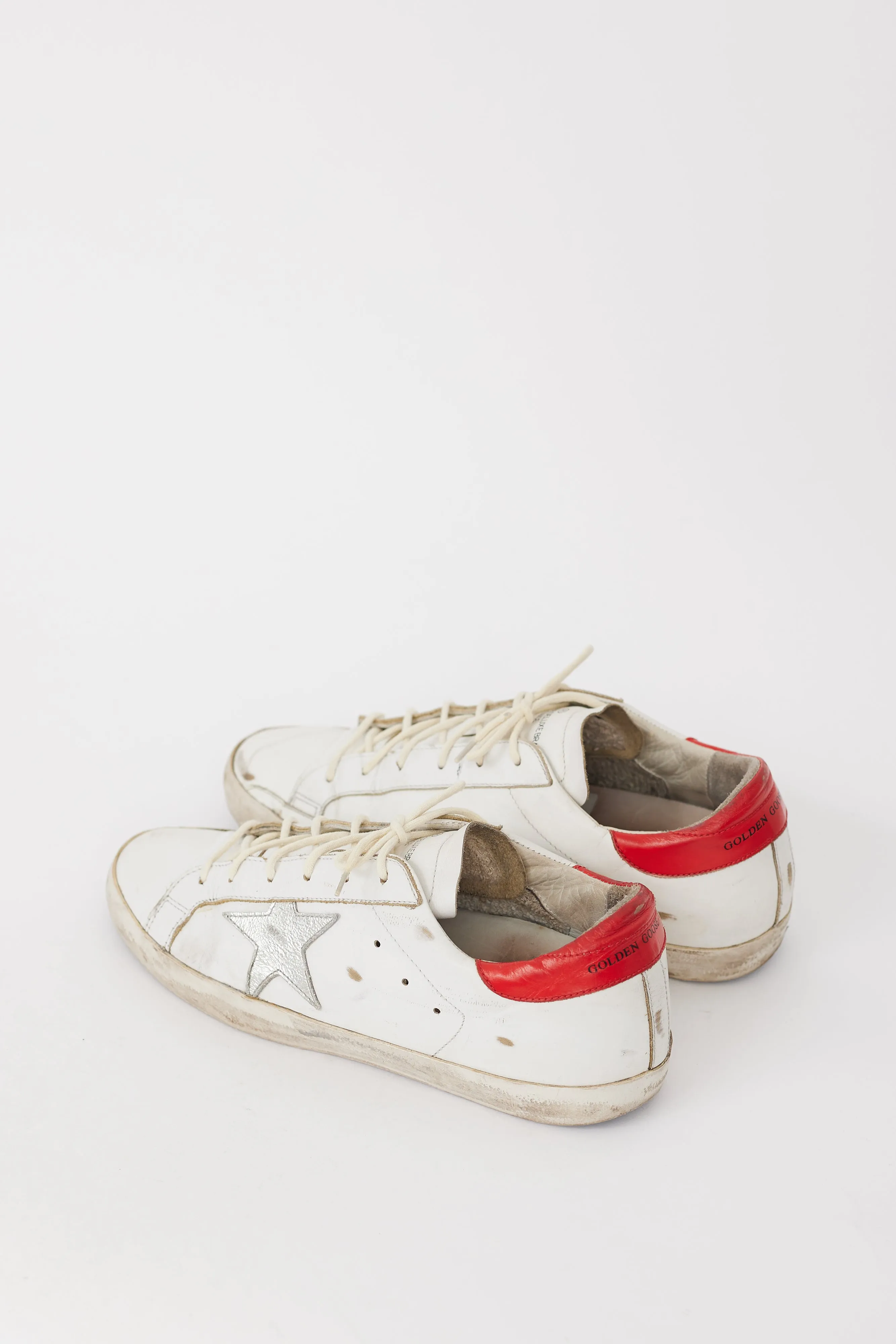 White & Red Leather Superstar Sneaker