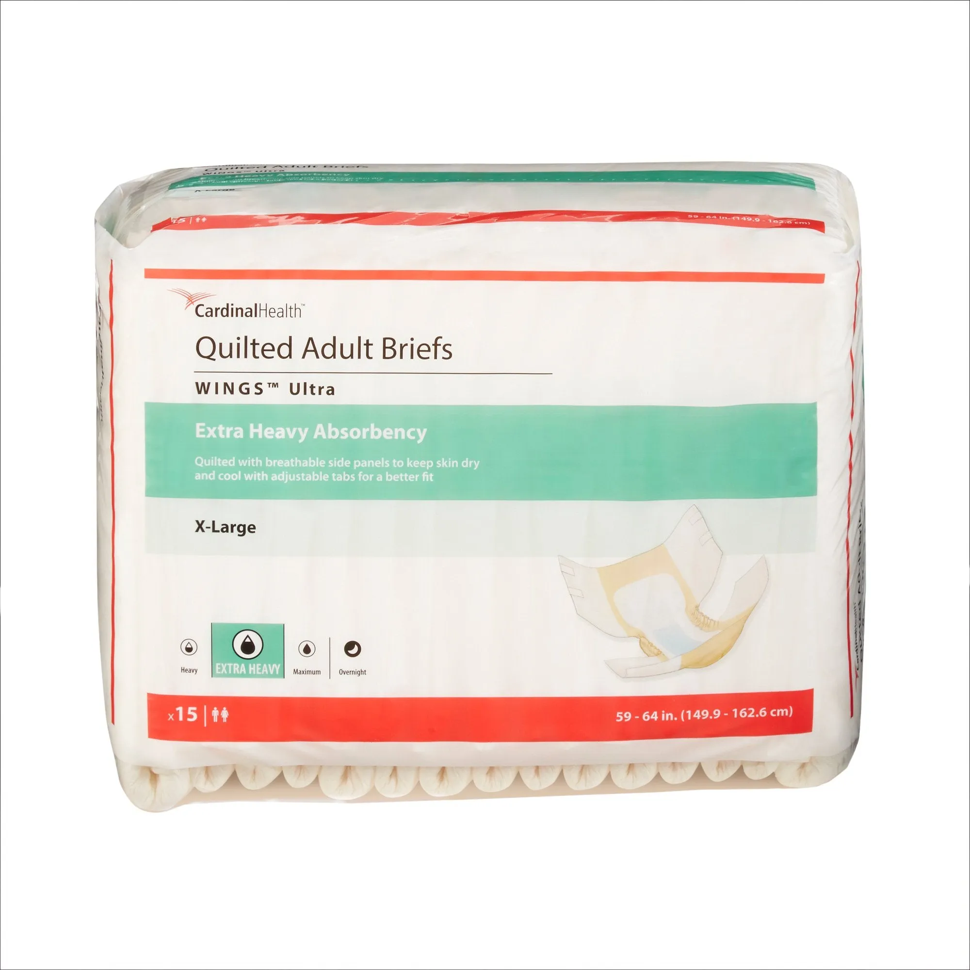 Wings™ Ultra Quilted Extra Heavy Absorbency Incontinence Brief, Extra Large