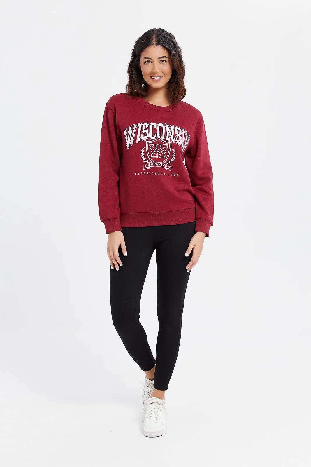 Women Burgundy Wisconsin Sweatshirt