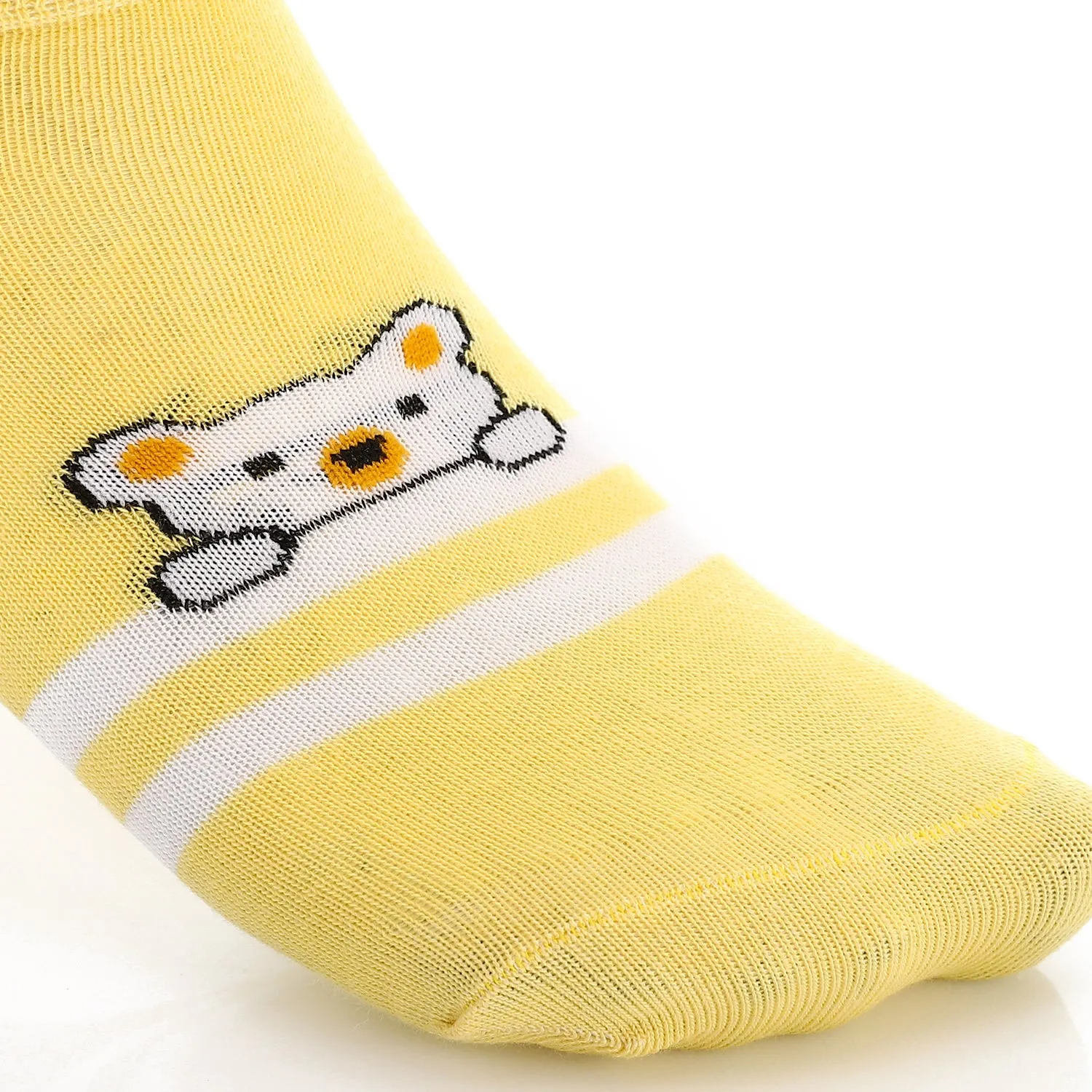 Women's No Show Socks With Drawings -Yellow